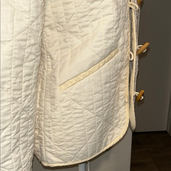 DOEN Parker Cotton Nutmilk Cream Wood Toggle Button Quilted Jacket Size XXS - Picture 7 of 11